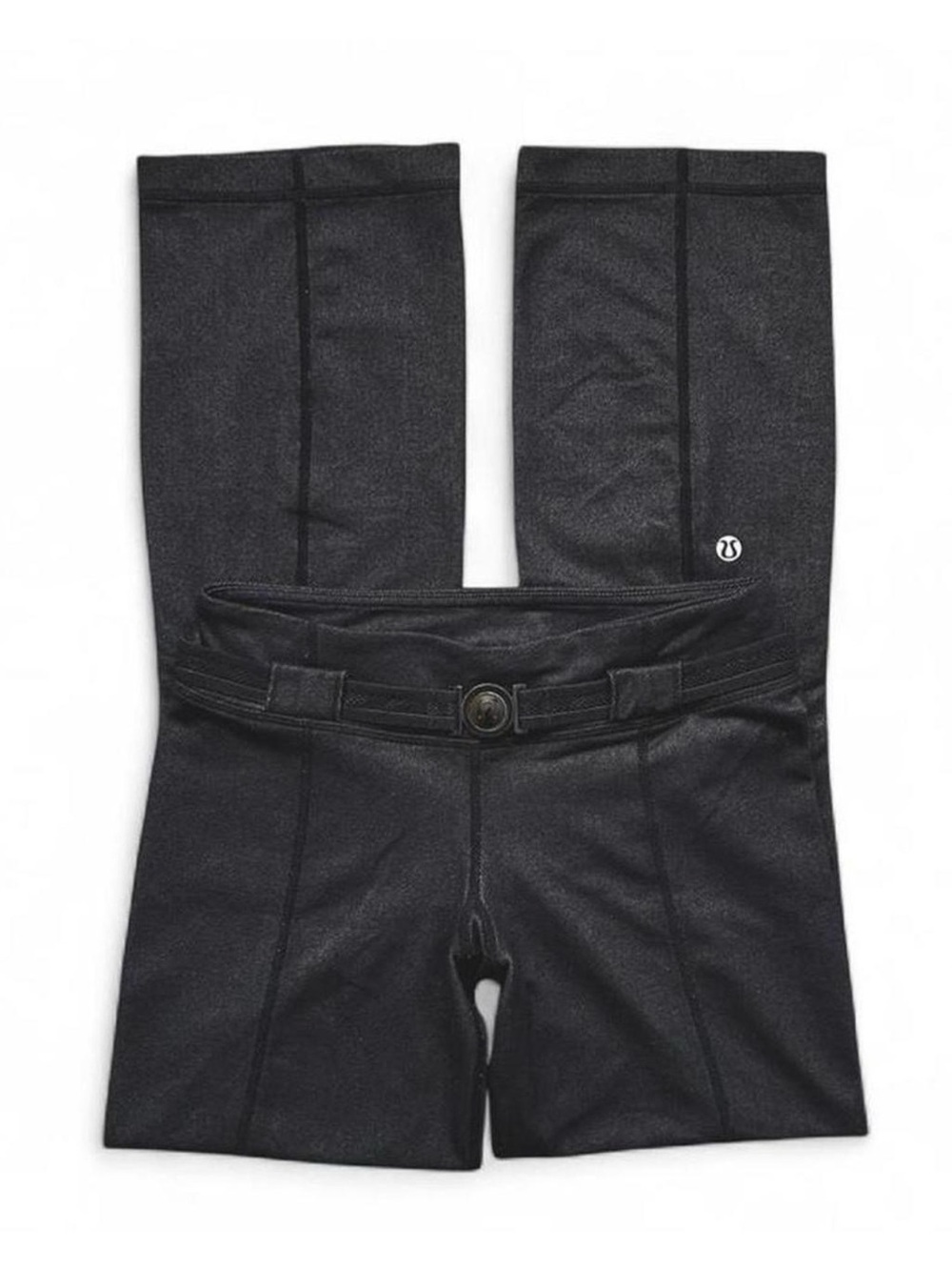 Y2K 2000s Lululemon Dark Gray Belted Mini Flared Capri Pants with Side Slits